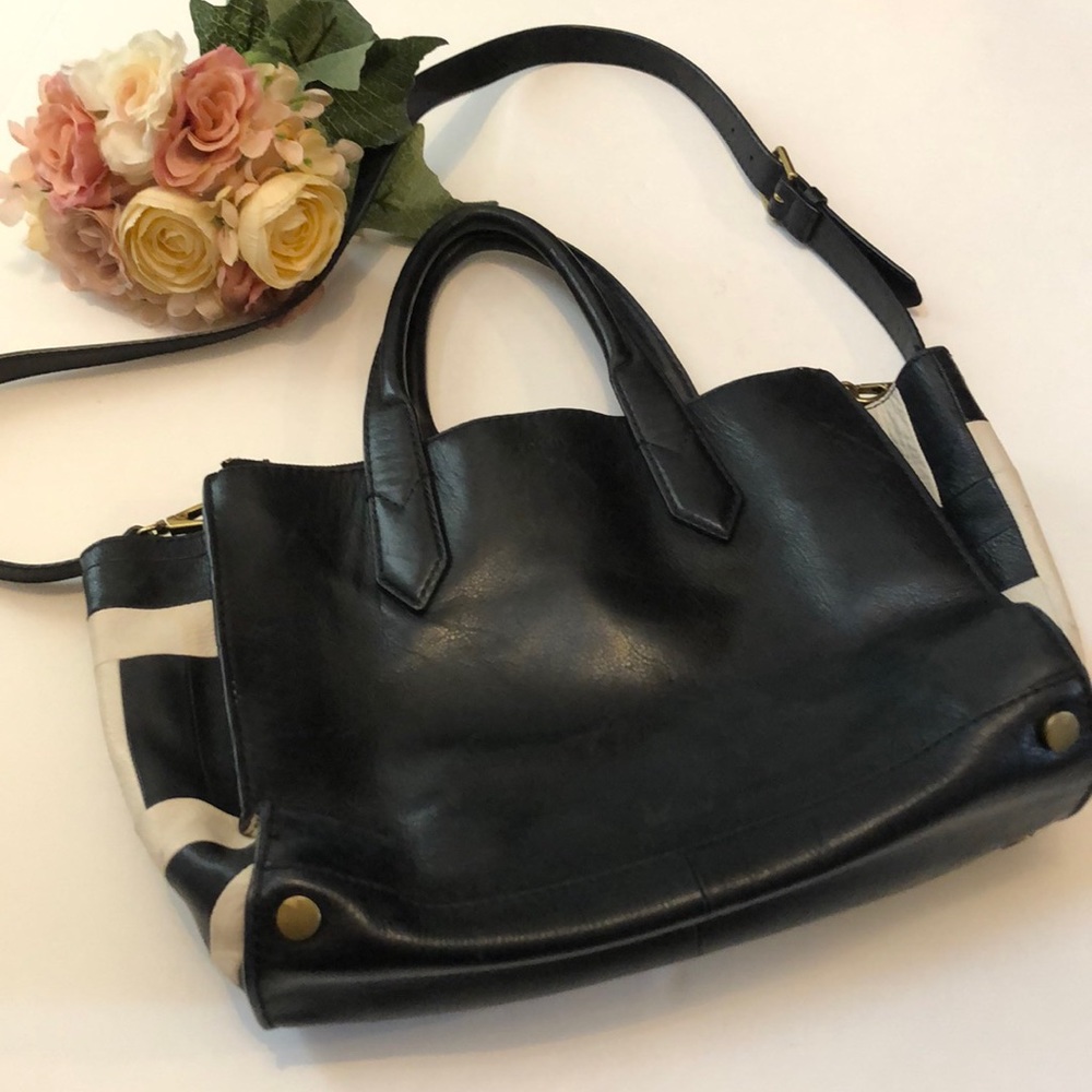 Fossil Knox Shopper Black Leather Bag Cross body Black Leather BAG 90s NYC GIRL